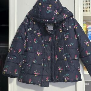 GAP Kids Floral Puffer Jacket - Navy